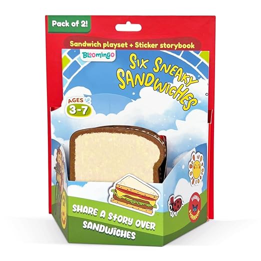Bloomingo Pretend Play KitSix Sneaky Sandwiches: Fun Sandwich Making Set for Kids; Make Your Own Sandwiches & Complete The Story with 100+ Fun Stickers ; Birthday Gift for Boys & Girls Ages 3,4,5,6,7