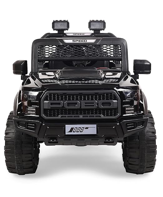 LITTLE PUP Kids Battery Operated Big Size Jeep 12V Battery Jeep Battery Operated Ride On (Dark Black)