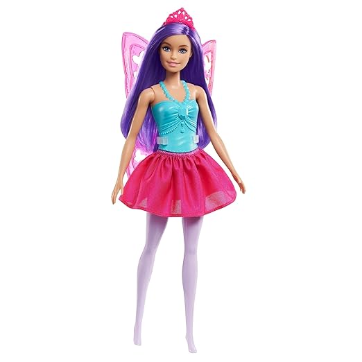 Barbie™ Dreamtopia Fairy Doll (11.5-in, Purple Hair) Wearing Skirt, Clip-On Wings & Tiara, Gift 3 to 7 Year Olds